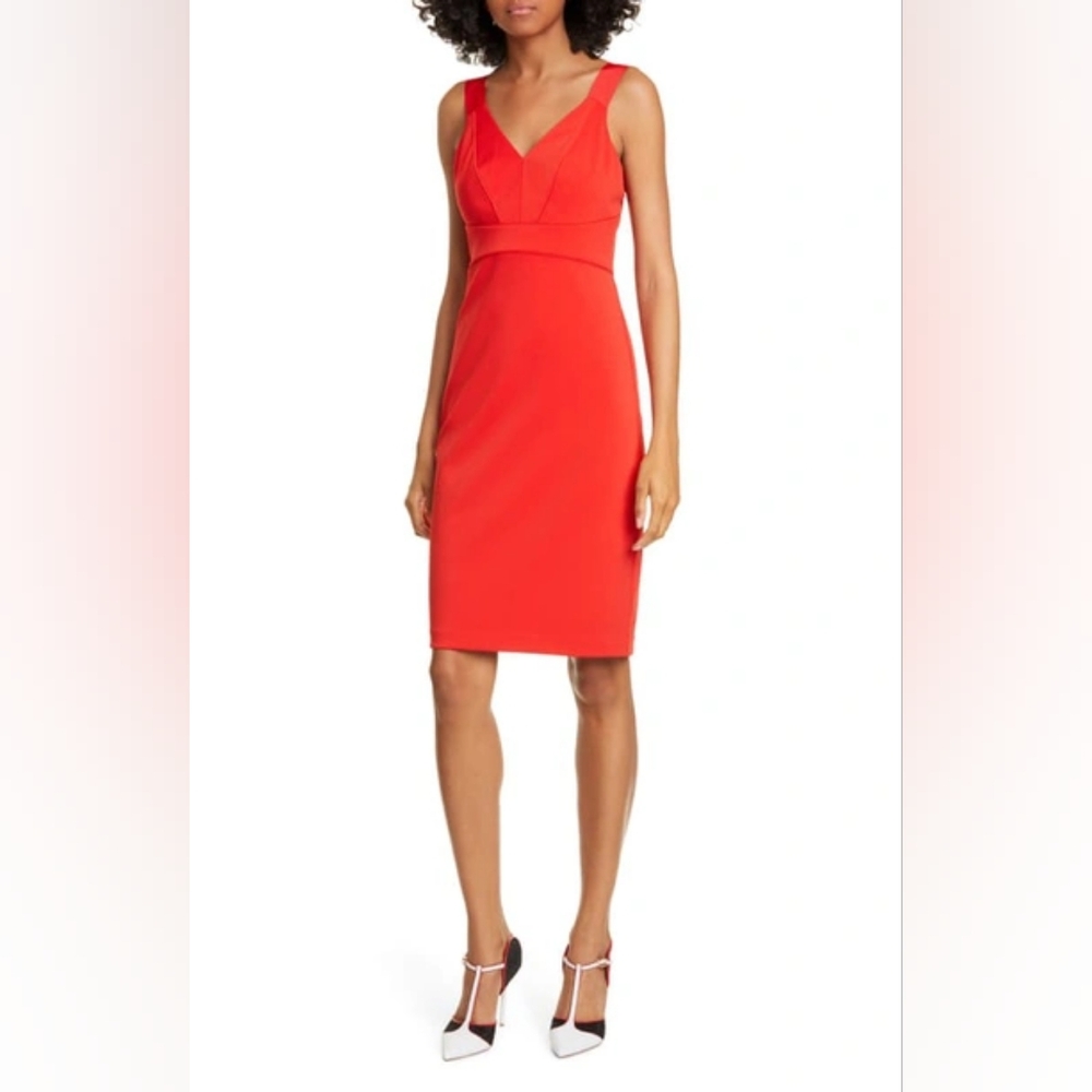 Ted Baker London Trixxie Panel Body-Con Dress Size 2 - RED - Worn Twice